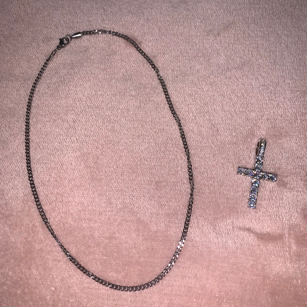 Cubic Zirconia Silver Cross